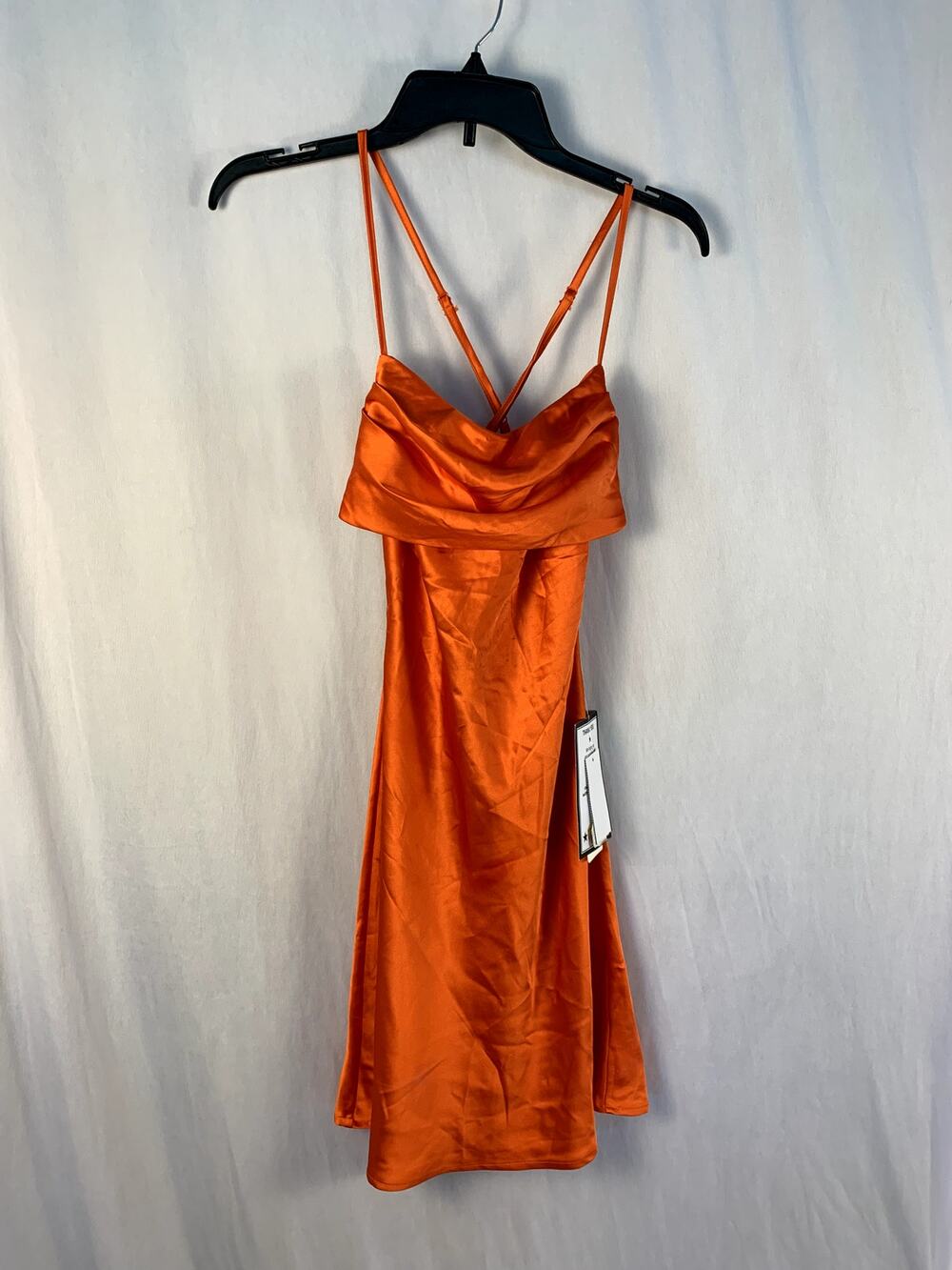 Katia Rae Juniors Satin Cowl Neck Mini Slip Dress Orange Size XS NWT